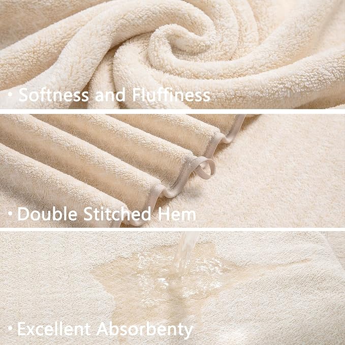 Ycosy 18 Piece Bath Towels Set,100% Microfiber Family Bathroom Towel with Hanging Loops-6 Bath Towels,6 Hand Towels,6 Washcloths,Quick Dry Highly Absorbent Shower Towel for Bathroom,Hotel,Spa-Beige - Image 9