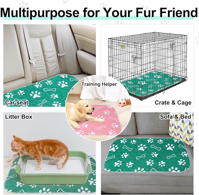 BEAUTYZOO 6 Pack Washable Pee Pads for Dogs, Reusable Puppy Pads for Potty Training, Waterproof Super Absorbent Whelping Pads, Mats Non Slip Against Urine for Small Medium Dogs Cats, 16" x 24" - Image 5