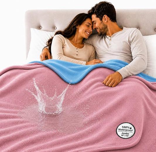 The Original Good-Time Pink/Blue Waterproof Blanket Jumbo 80x60 | 100% Leakproof for Messy Moments, Pets and Spills, Machine Wash & Dry by TOP+Waterproof+Blanket