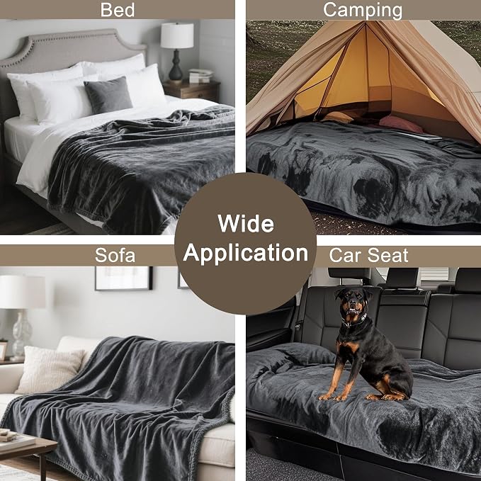 gogobunny Dog Blanket, Waterproof Reversible Sherpa Fleece Throw Blanket, Furniture Cover for Bed, Couch, Sofa Protection from Liquid Pee and Pet Fur of Puppy, Cat (Dark Grey, 30x70 inches) - Image 4
