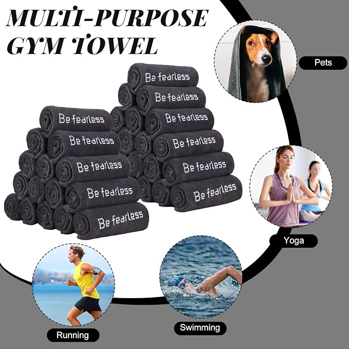 Newwiee Microfiber Gym Towels for Exercise Fitness Bulk 32 x 16 Inch Soft Quick-Drying Sweat Absorbent Yoga Towel for Women Men Be Fearless Sport Towel for Cycling, Swimming, Workout, Camping (1 Pcs) - Image 5