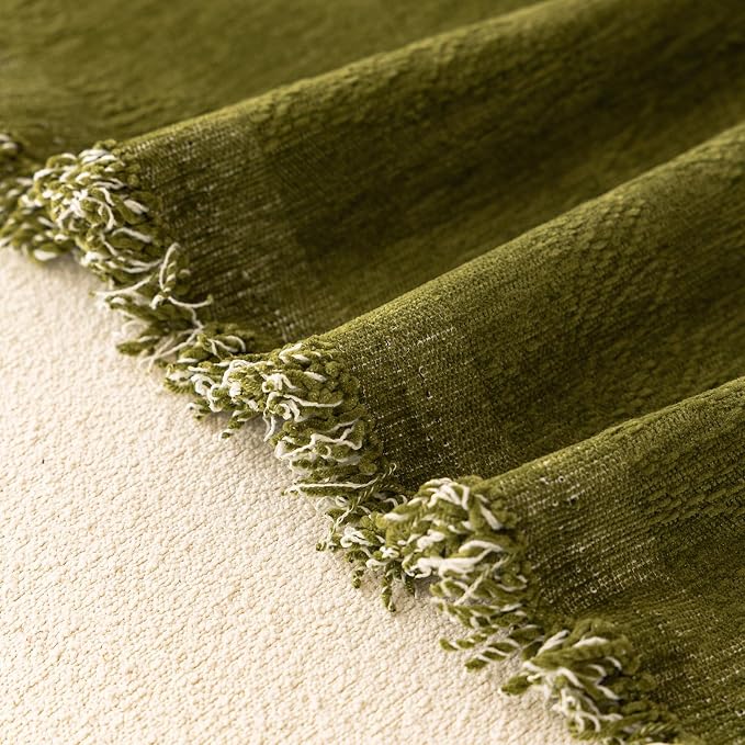 Green Boho Couch Covers for Sofa Washable for 3 Cushion Couch,71''X150'' | Chenille Furniture Protector Sofa Couch Cover for Dogs, Soft Breathable Sofa Slipcover, Couch Throw Blankets with Tassels - Image 7