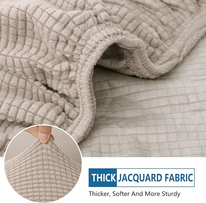 hyha Waterproof Couch Cushion Covers for Pets, Non Slip Sofa Seat Cover for Dogs Washable, Soft Thick Polyester,Spandex Fabric, Sofa Slipcovers with Bottom (1 Piece for Large, Taupe) | Stretch Jacquard Fabric, Elastic Bottom, Non Slip Fit, Waterproof P... - Image 5