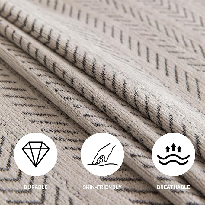Couch Covers Non Slip Sofa Cover Washable, 2 Cushion Couch Slipcovers Loveseat Furniture Protector for Pets Kids, Chenille Strip Couch Throw Blankets with Tasselss 71"x118", Beige - Image 5