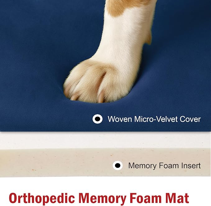 Majestic Pet Orthopedic Memory Foam Dog Crate Mat - Plush Pet Bed Pad for Crates & Kennels | USA Crafted | 36"x23" Villa Navy - Image 5