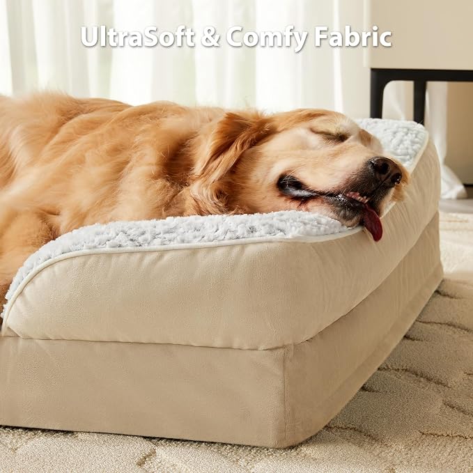 LEXTRO Orthopedic Dog Bed for Medium Dogs, Comfy Sleeping Dog Sofa Bed | 28x23 Inch Medium Dog Bed with Sides, Non-Slip Bottom and Egg-Crate Foam Dog Couch Bed with Washable Removable Cover - Image 2