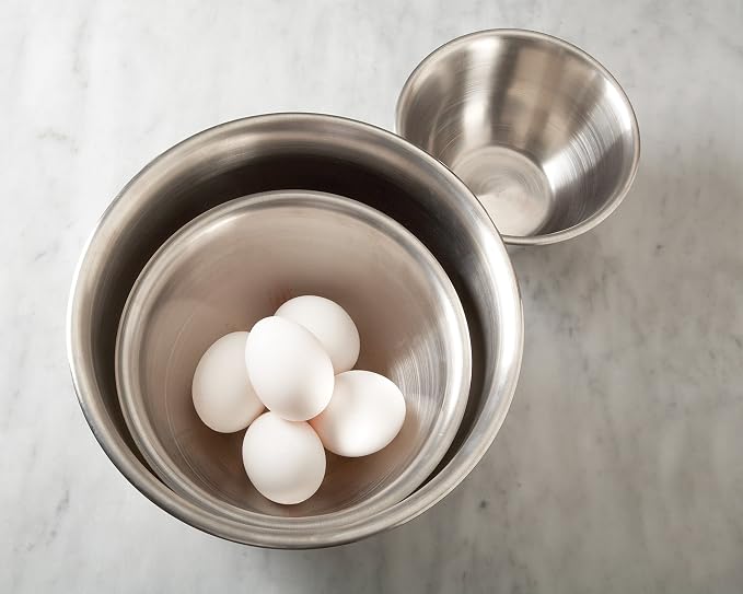 Fox Run Stainless Steel Mixing Bowl, Set of 3 Nesting Mixing Bowls | 4.25, 6.25 & 10.75 Quart Mixing Bowl Set | Double Wall Construction For Temperature Retention | Dishwasher Safe Mixing Bowls - Image 2