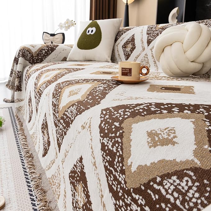 ROOMLIFE Couch Cover Boho Sofa Covers for 3 Cushion Couch Washable | Furniture Protector Sofa Couch Cover for Dogs, Soft Breathable Sofa Slipcover, Couch Throw Blankets with Tassels 71''X134'' - Image 5