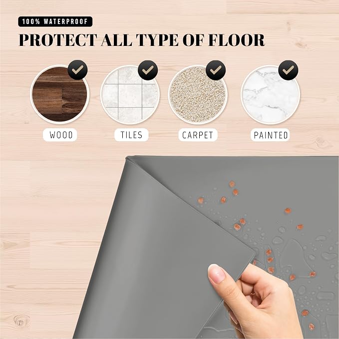 AVERYDAY 100% Waterproof Thicker Silicone Dog Food Mat, 0.63'' Raised Edge Bowl Mat for Food & Water, Non Slip Pet Feeding Placemat for Messy Drinkers, Perfect for Large Medium Small Breeds, 18"x10" - Image 5