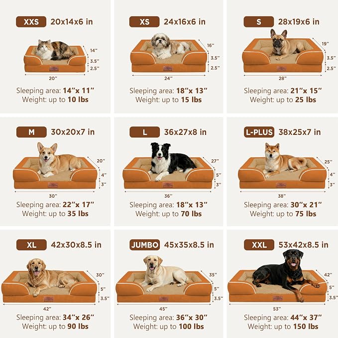 Comfort Expression Orthopedic Dog Bed for Extra Large Dogs with Bolster | Waterproof Dog Couch Bed with Washable Cover & Non-Slip Bottom, Supportive Egg Crate Foam Big Dog Bed, 53x42Inch - Image 8