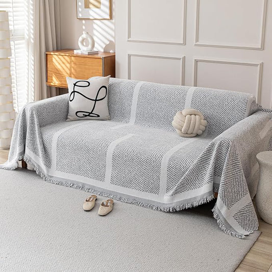 Deep Dream Couch Cover for Dogs, Soft Chenille Couch Covers for 3 Cushion Couch, Pet-Friendly Thick Sofa Slipcover Sectional Sofa Cover Washable Couch Protectors for Pets (Grey, 71"x118") by DeepDream