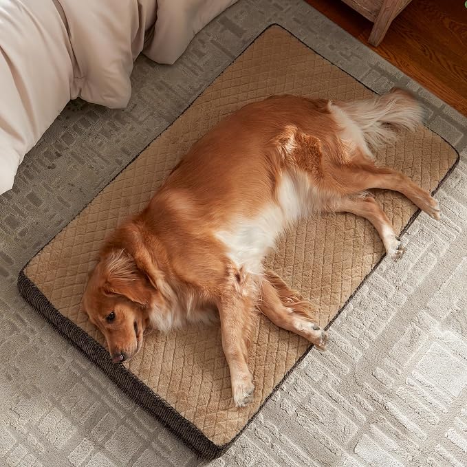 JOEJOY XL Dog Bed for Large Dogs up to 80 lbs, Fits 41" & 42" Crates, Orthopedic Egg Crate Foam Pet Bed with Washable Cover & Waterproof Liner, Non-Slip Bottom (41"x27", Brown) - Image 9