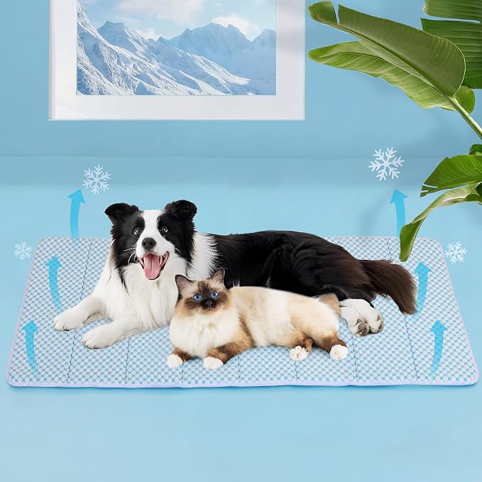 Dog Cooling Mat for Large Dogs – 47"x29" Orthopedic Memory Foam Pad for Summer, Hot Weather & Joint Relief | Washable, Non-Slip Crate Mat for Senior Dogs, Travel & Home (Blue) - Image 6