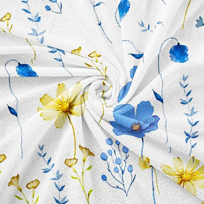Erosebridal Watercolor Floral Sofa Cover Blue Yellow Flower Couch Cover Modern Minimalist White Sofa Slipcover for Pets, Kids, Dog Rustic Farmhouse Washable Non Slip Couch Protector 91" X 134" - Image 7