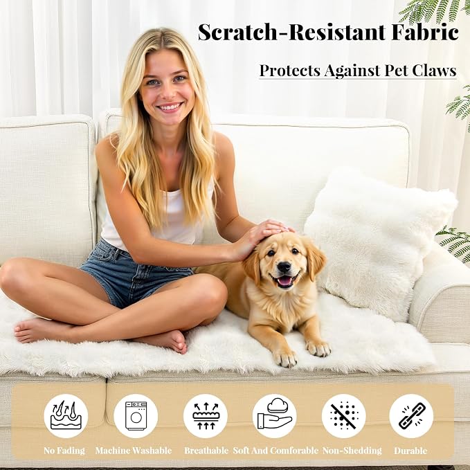 Pet Covers for Couches and Sofas, Couch Protector for Dogs, Couch Covers for 3 Cushion Sofa Pet Friendly Plush Washable Sofa Covers for Dogs Slipcover Anti-Slip Furniture Protector, 27.6"x70.9" - Image 5