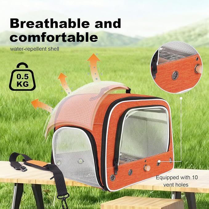 halinfer Large Bird Carrier Cage, Portable Bird Carrying Bag with Metal Tray and Grate to Transport Medium and Large Birds Like African Grey, Long Tail Cockatiel and Parrot - Image 4