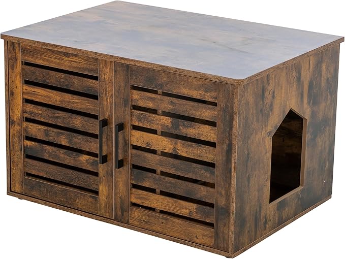 Trixie XL Farmhouse Litter Box Enclosure, Indoor Cat Furniture, Hidden Litter Box Cabinet or End Table, Brown by TRIXIE