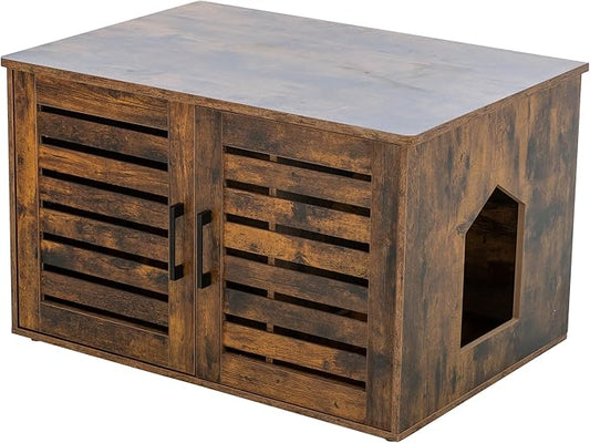 Trixie XL Farmhouse Litter Box Enclosure, Indoor Cat Furniture, Hidden Litter Box Cabinet or End Table, Brown by TRIXIE