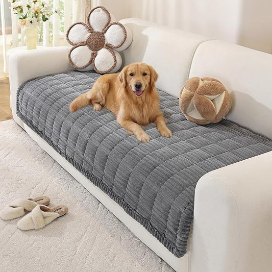 OstepDecor Couch Cover for Dogs, Washable Non Slip Sofa Cover for Pets, Soft Couch Covers for Sofa, Loveseat and Sectional, Furniture Protector Against Pet Hair & Scratches (35.4" x 47.2", Dark Grey) by OstepDecor