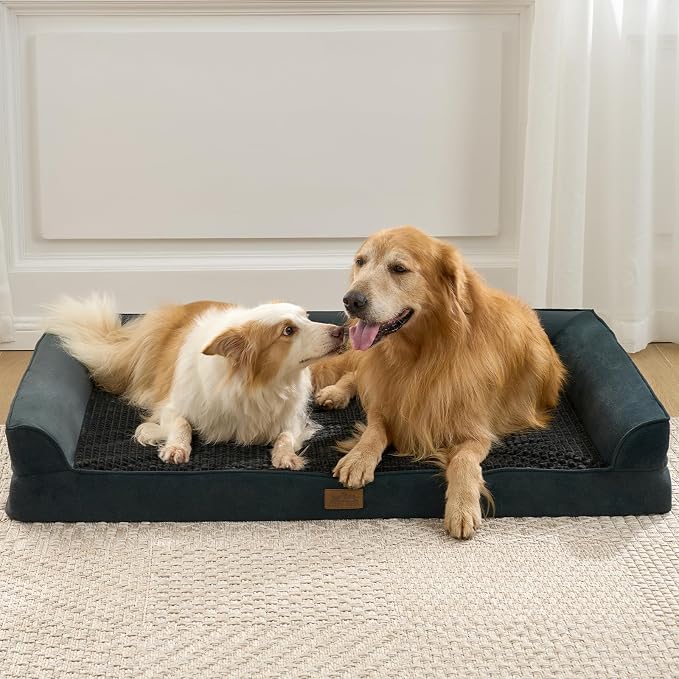COZY KISS Orthopedic Dog Beds for Large Sized Dog, XL Bolster Pet Couch with Waterproof Lining, Egg Crate Foam Sofa for Pets Up to 100 lbs, U-Shaped, 44x32x7 inch, Black - Image 7