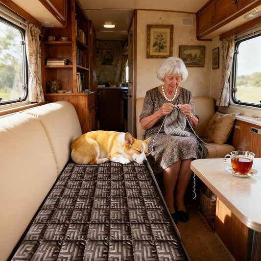 Paw Cart Couch Cover Caravan Quilted Sofa Topper Greek Key Pattern Washable Non Slip Soft Pet Protector for Any Type of Couch (Coffee,W 63“ x D 35” 1 Piece) by ZYXFYY