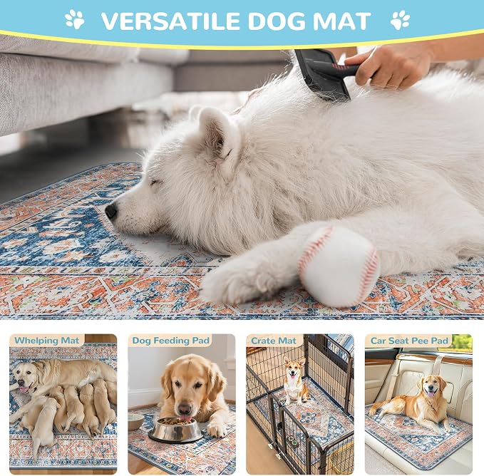 Lahome Reusable Washable Puppy Pads - 2 Pack Super Absorbent & Waterproof Dog Training Mats for Potty, Crate and Floor - Leakproof Pee Pads with Non-Slip Backing (Beige Blue, 36"x48") - Image 3