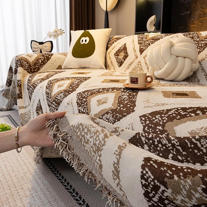 ROOMLIFE Couch Cover Boho Sofa Covers for 3 Cushion Couch Washable | Furniture Protector Sofa Couch Cover for Dogs, Soft Breathable Sofa Slipcover, Couch Throw Blankets with Tassels 71''X134'' - Image 6