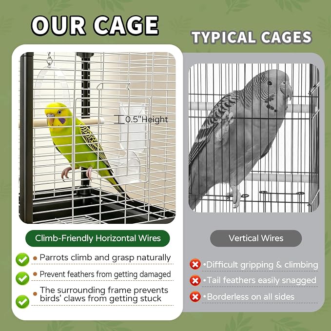 17.5 Inch Small Bird Cage & Travel Carrier – Portable Parrot Cage for Home, Outing, Pet Clinic or Temporary Placement, Suitable for Small Medium Birds Like Parakeets Conures Lovebirds Cockatiels - Image 6