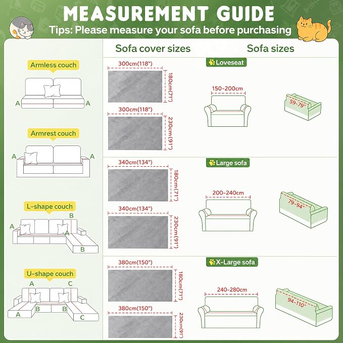 Loiion Cat Scratch Couch Cover Waterproof Sofa Cover 150"x71" | Pet-Friendly Couch Protector, Anti-Scratch & Non Slip Sofa Cover For Cats Dogs Kids, Machine Washable - Image 5