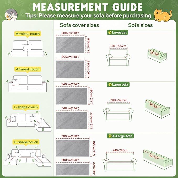 Loiion Cat Scratch Couch Cover Waterproof Sofa Cover 134"x71" | Pet-Friendly Couch Protector, Anti-Scratch & Non Slip Sofa Cover For Cats Dogs Kids, Machine Washable - Image 2