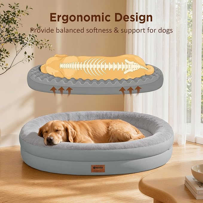 Waterproof Orthopedic Dog Bed for Extra Large Dogs, Silver | Supportive Crate Foam Relieves Joint Pressure, 360°Bolsters, Waterproof Inner,Washable Cover, Non-slip Bottom - Image 7