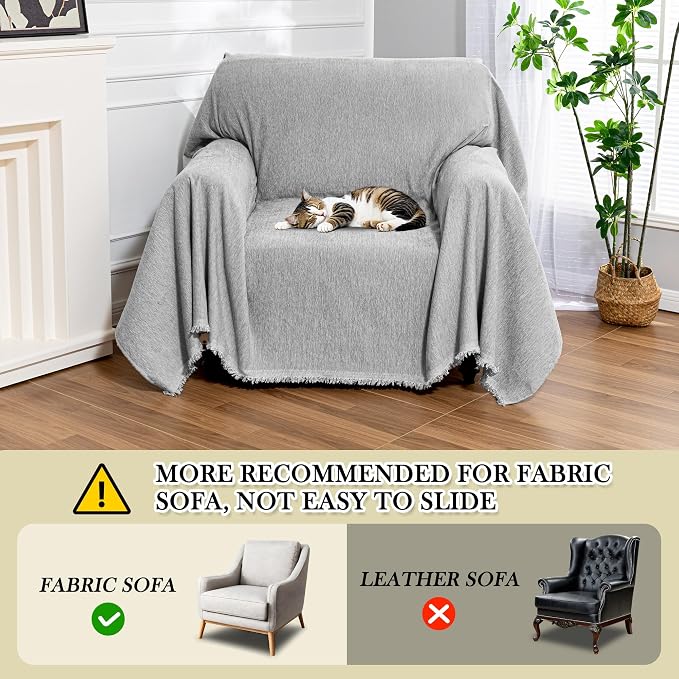 MEETSKY Chair Cover Recliner Covers Washable, Soft Small Couch Cover for Dogs, Oversized Armchair Covers Sofa Slipcover for Single Sofa, Pet-Friendly Furniture Protector, 71" X 91", Grey - Image 6