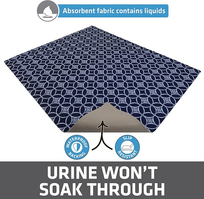 Drymate Cat Litter Box Mat, Litter Trapping Mat, Indigo, 29x36 XL | Waterproof, Urine-Proof, Absorbent, Machine Washable, Soft on Paws, Contains Mess, Protects Floors, Kitten Supplies, USA Made - Image 3