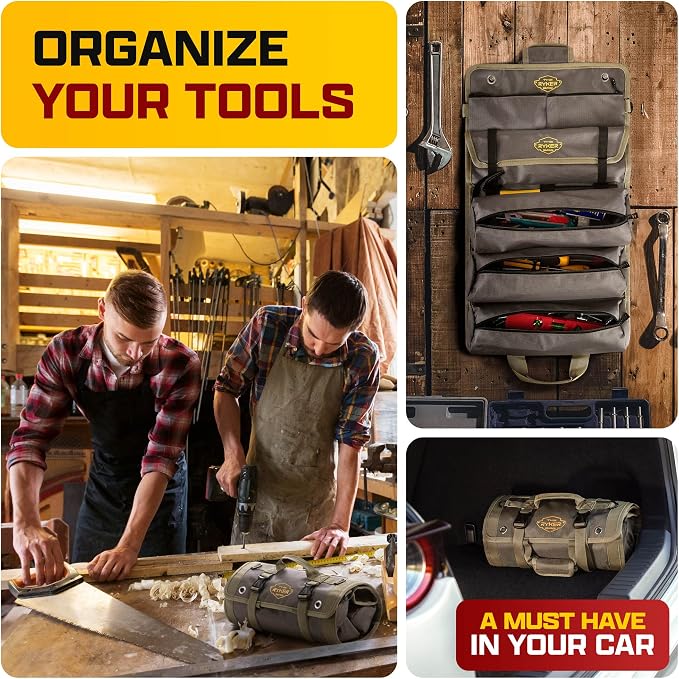 Ryker PRO Heavy Duty Motorcycle Tool Roll Up Bag w/Socket Wrench Organizer | Motorcycle Accessories Camping Trunk Organizer for Storage & Plumbing Tools. Tool Box Work Boat Bag with Waterproof Pouches - Image 8