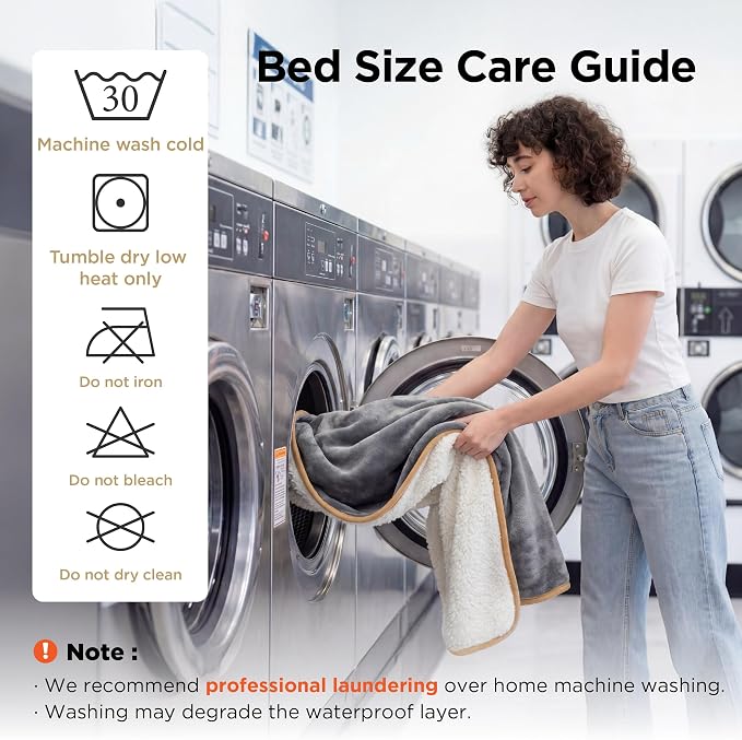 Bedsure Waterproof Blanket for Bed Soft Sherpa Fleece Throw, Twin-XL 90x66 | Plush Cozy Calming Reversible Dog Blankets for Large Senior Dogs,Warm Bed Couch Cover,Pet Furniture Protector,Grey - Image 5