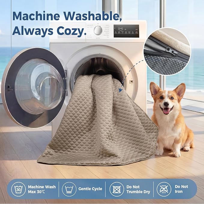X-Large Cooling Dog Bed Mat - 45 x 37 inch Waterproof Couch Cover for Dogs Washable, Non-Slip Bottom Self Cooling Mat for Dogs, Durable & Non-Gel, Dog Couch Bed for Sofa Floor Car, Taupe - Image 7
