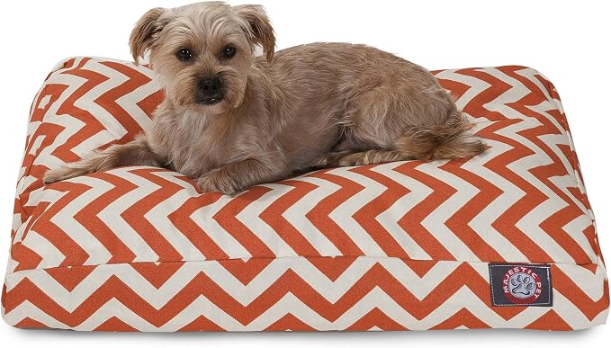 Majestic Pet Chevron Rectangle Dog Bed Washable – Non Slip Comfy Pet Bed – Crate Bed with Removable Washable Cover – Kennel Bed for Sleeping, Polyester Fiber, Small, Burnt Orange by MajesticPet