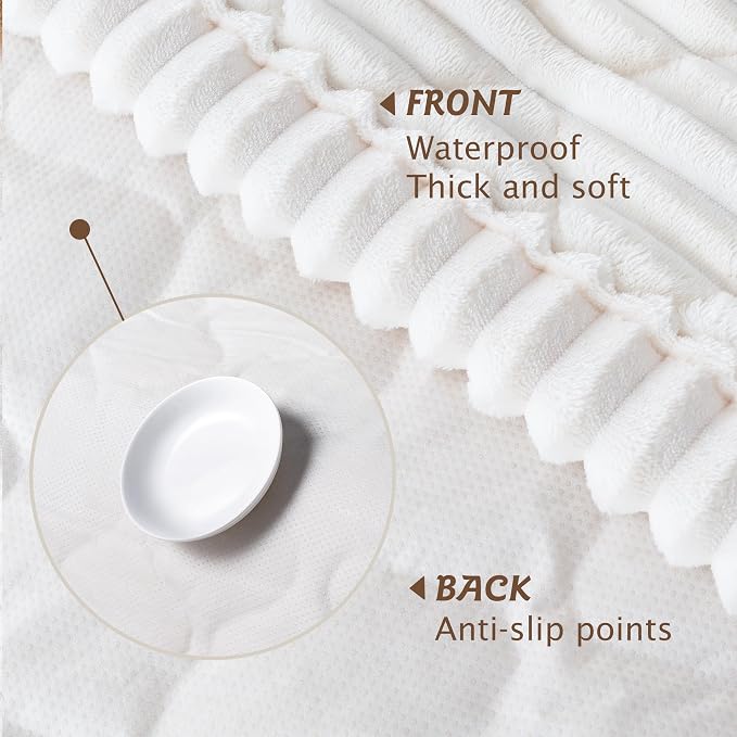 PuTian 100% Waterproof Fuzzy Couch Cover for Dogs White 27.6"x59" | Pet Friendly Dog Mat for Couch, Waterproof Sofa Protector, Scratch Resistant Furniture Cover for Dogs, Machine Washable - Image 8