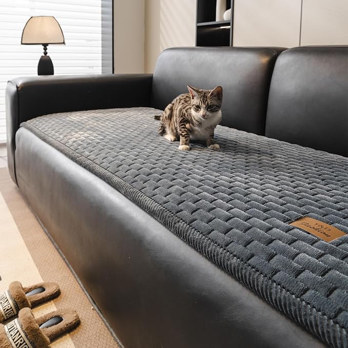 Couch Covers for Dogs Washable, Velvet Dog Couch Cover Protector, Fuzzy Plush Pet Sofa Cover for Loveseat, Sofa Covers for Pets(1,Dark Grey,27.6"x59.1", 2 Seater Sofa Pad Cover) - Image 2