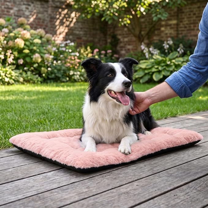 Dog Bed 36" for Metal Crate Pad,Washable Sleeping Mat for Medium/Large Pets | Soft faux rabbit fur, non-slip,machine wash/dry, plush cushioning, for crates, floors & travel, multiple sizes for all breeds - Image 8