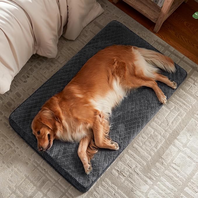 JOEJOY Orthopedic Dog Bed for Large Dogs, Washable Dog Crate Bed Large Sized with Removable Cover, Egg Memory Foam Big Pet Beds, Grey, 35"x22" - Image 8