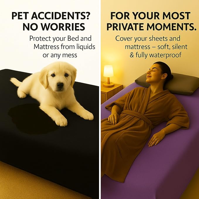 Waterproof Blanket for Bed & Couch Protection, Purple/Black, 80"x90" | High-Density Heavy-Duty Material – Ultra-Soft & Durable Soft Fleece, Leakproof, Reversible, Silent No-Crinkle Design - Image 5