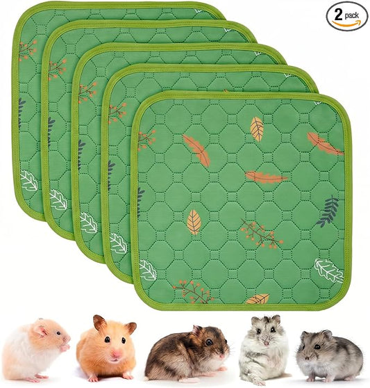 Sunheir Washable Pee Pads for Small Pet 5-Pack, Reusable Pet Training Pads Absorbent & Leak-Free, Waterproof Pee Pads for Dog Cat Rabbit Guinea Pig Hamster, Whelping Pad (Leaves - Green, 12x12) by SUNHEIR