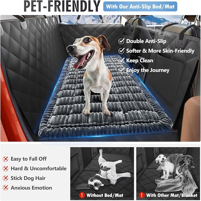 Dog Bed for Car Back Seat, Non-Slip Backseat Pet Mat XL, 59”X27.5” | Soft Blanket for Travel, Plaid Flannel, Quilted PP Cotton Filling, Non-Slip Backing, Machine Washable, Fit Backseat Extenders - Image 2