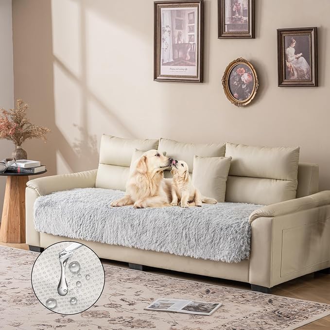Dogs/Cats Bed Mats, Dog Pad Washable Removable Couch Cover with Anti-Slip Back, Plush Long Fur Mat, Perfect for Small, Medium and Large Dogs.(Magic Gray, 30"x90") - Image 2