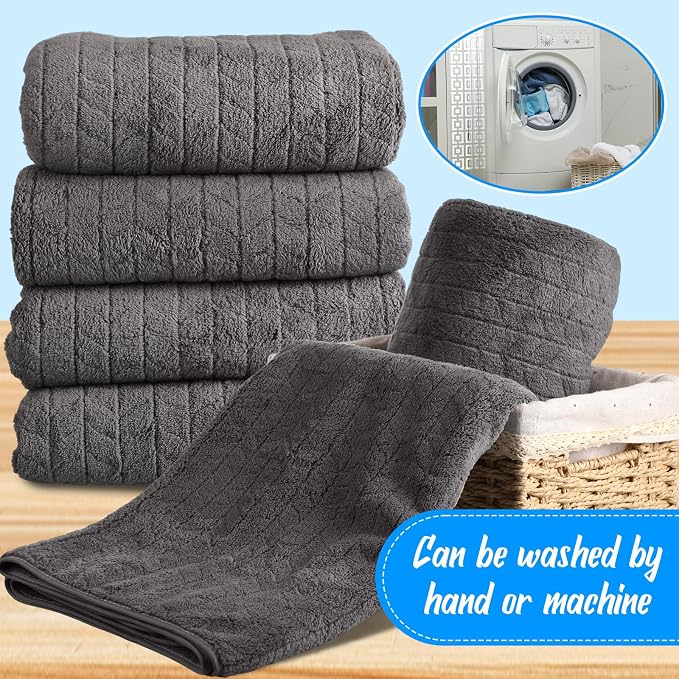 SmoothNovelty 16 Pack Microfiber Bath Towels Bulk 27'' x 60'' Oversized Size Bath Towel Highly Absorbent Extra Large Soft Drying for Beach Shower Summer Salon Sport Gym Party (Wheat,Gray) - Image 4