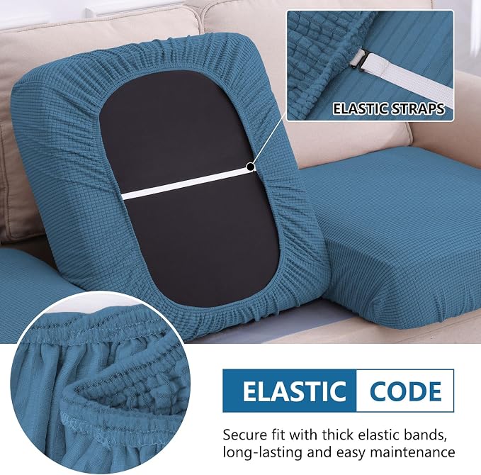 hyha Waterproof Couch Cushion Covers for Pets, Non Slip Sofa Seat Cover | Stretch Jacquard Fabric, Elastic Bottom, Non Slip Fit, Waterproof Protection, Pet Hair Protection (1 Piece for Large) - Image 4