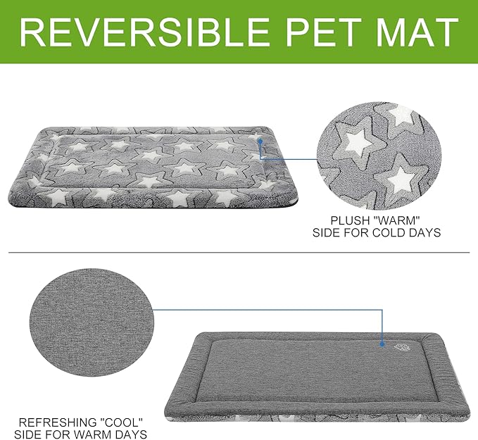 EMPSIGN Dog Crate Pad for 54"x37" Dog Crate, Star Pattern/Grey | Reversible Kennel Mat (Cool & Warm), Machine Washable, Cozy Star Pattern Sleeping Pad, All-Season Pet Bed - Image 3