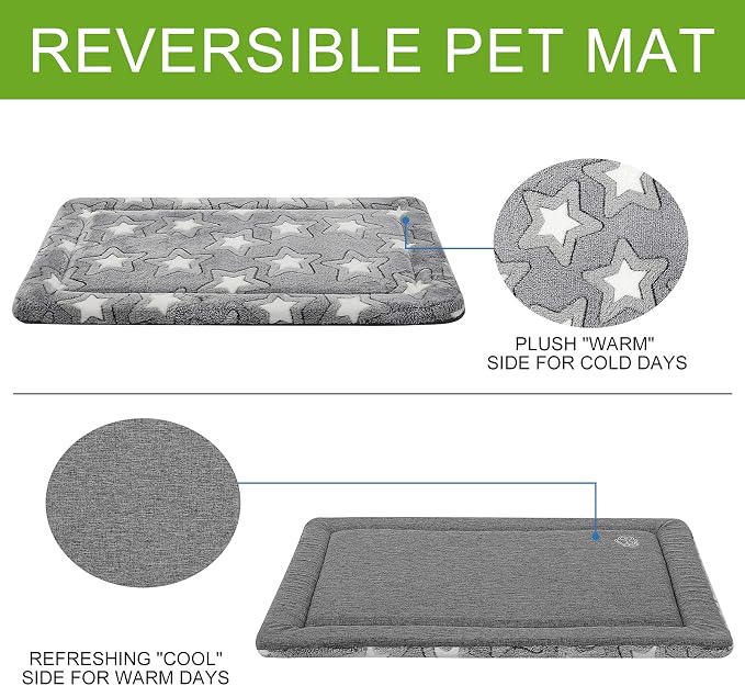 EMPSIGN Dog Crate Pad for 42"x28" Dog Crate, Star Pattern/Grey | Reversible Kennel Mat (Cool & Warm), Machine Washable, Cozy Star Pattern Sleeping Pad, All-Season Pet Bed - Image 3