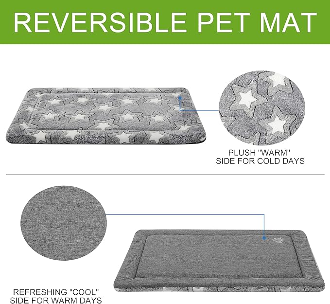 EMPSIGN Dog Crate Pad for 42"x28" Dog Crate, Star Pattern/Grey | Reversible Kennel Mat (Cool & Warm), Machine Washable, Cozy Star Pattern Sleeping Pad, All-Season Pet Bed - Image 3